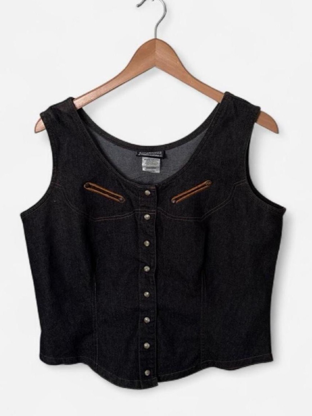 Vintage Roughrider 90s - Y2K Western Denim Vest Corset Top Smile pockets M